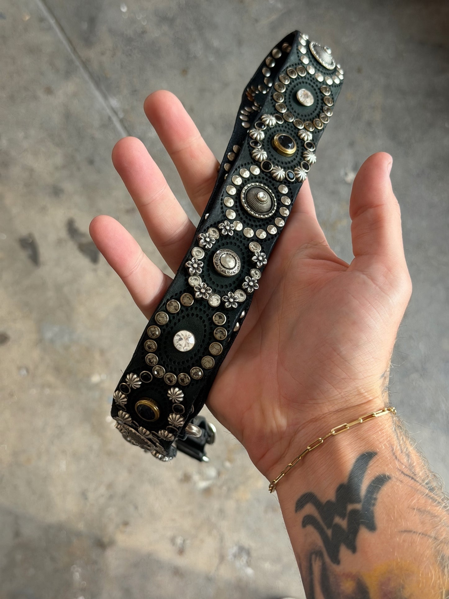 Campomaggi Leather Studded Cross-Body Strap in Bottilglia