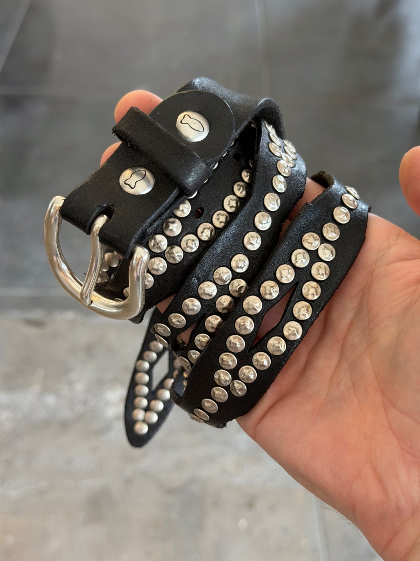 Campomaggi Leather Studded Belt in Black