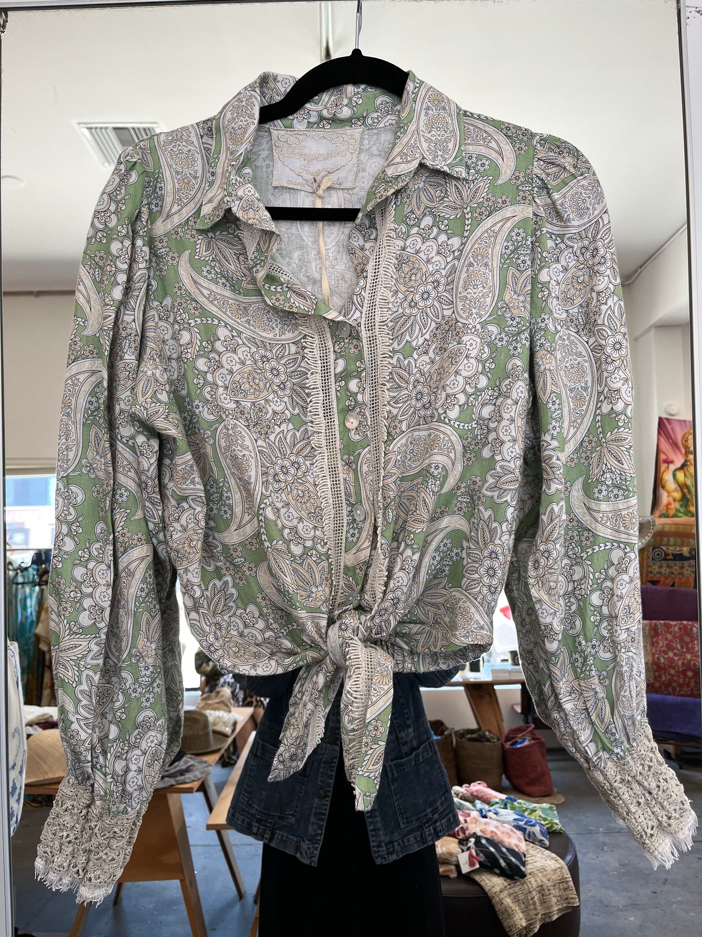 Temptation Positano Green Patterned Top