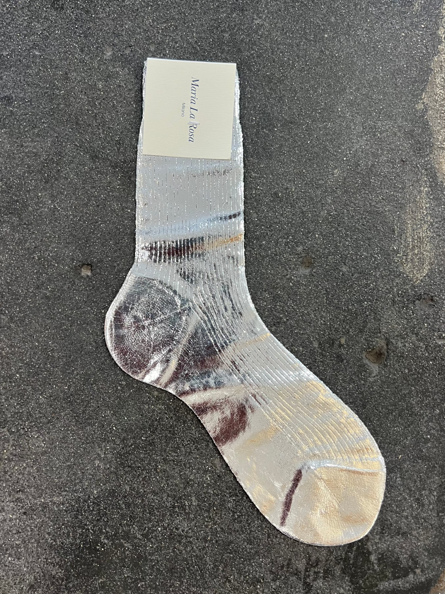 Maria La Rosa Laminated Socks in Silver