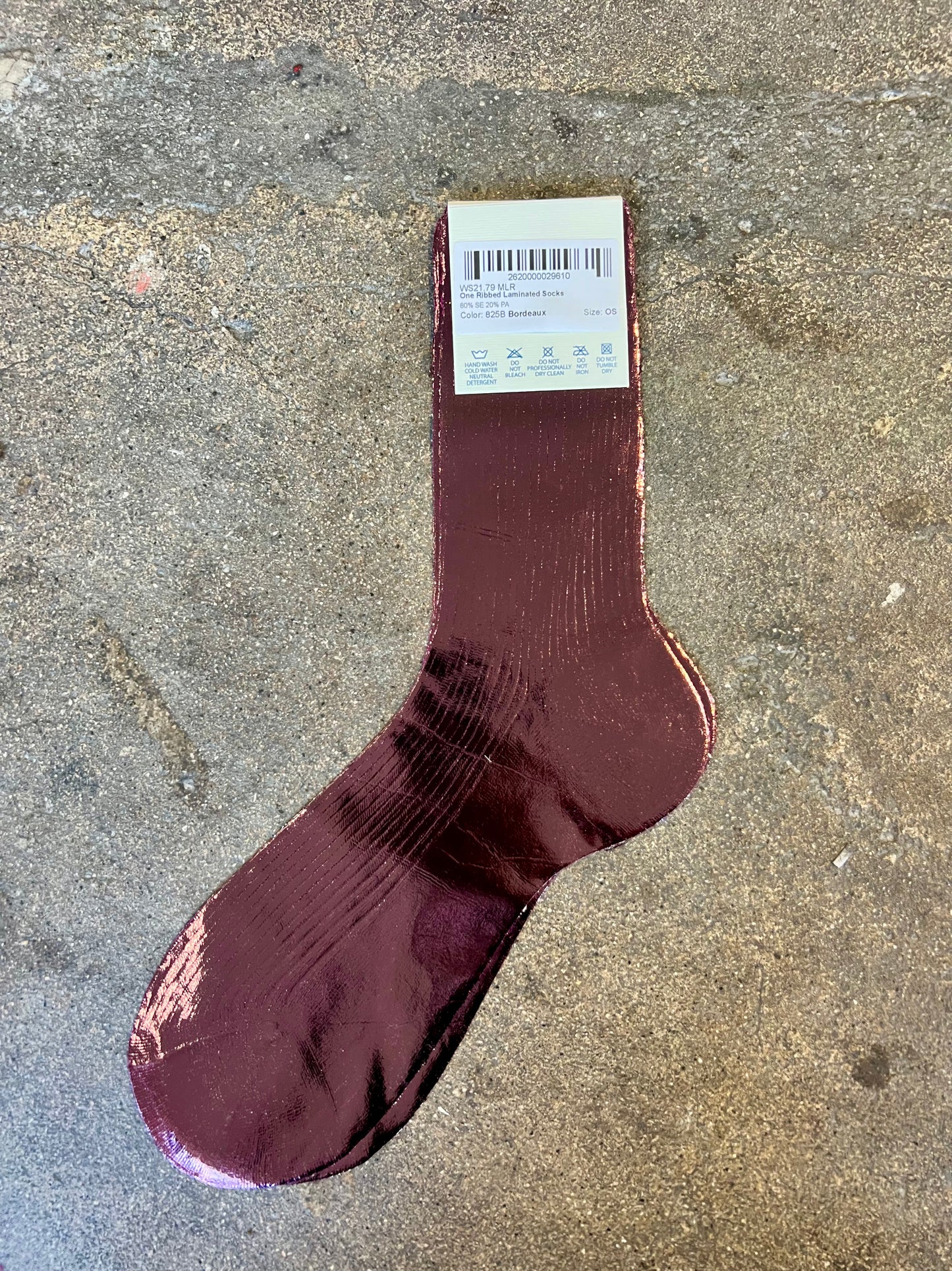 Maria La Rosa Laminated Silk Socks in Bordeaux