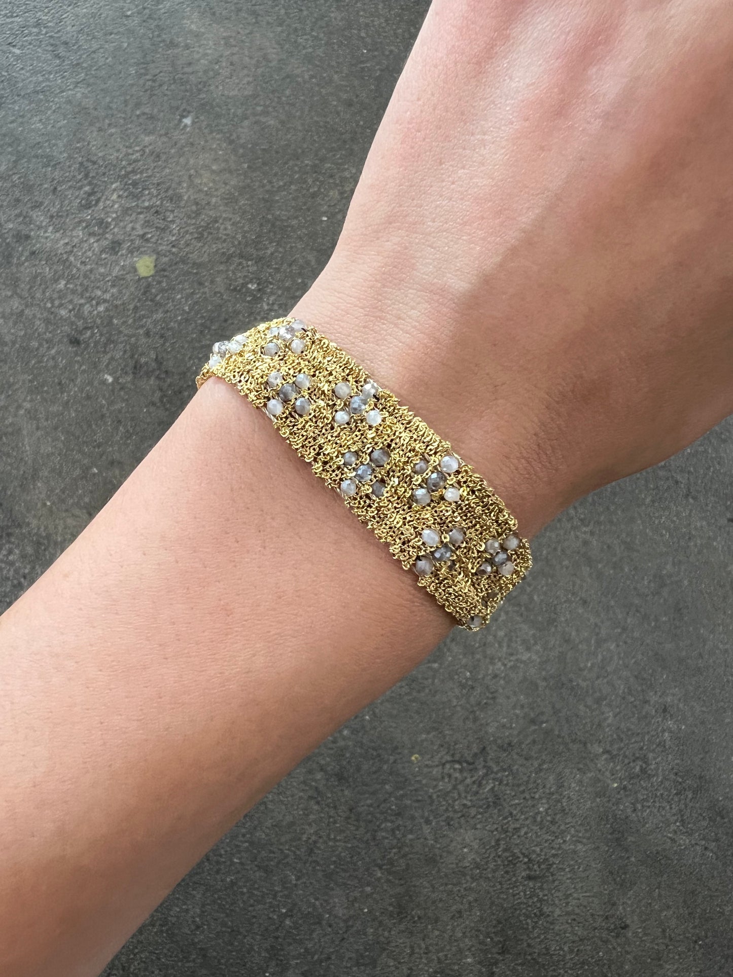 Dag Gold Woven Mystic Moonstone Bracelet