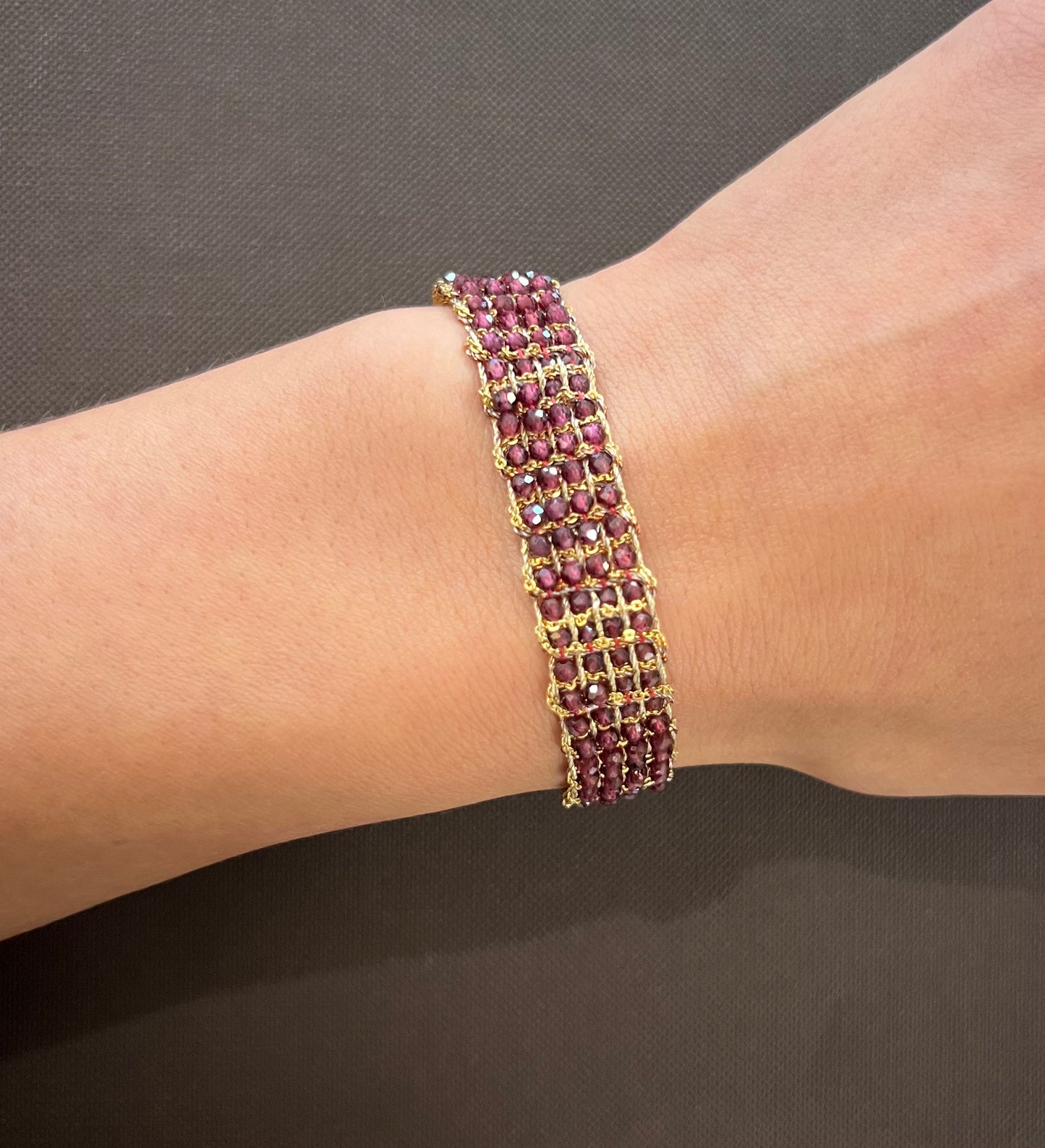 Dag Gold Woven Garnet Bracelet