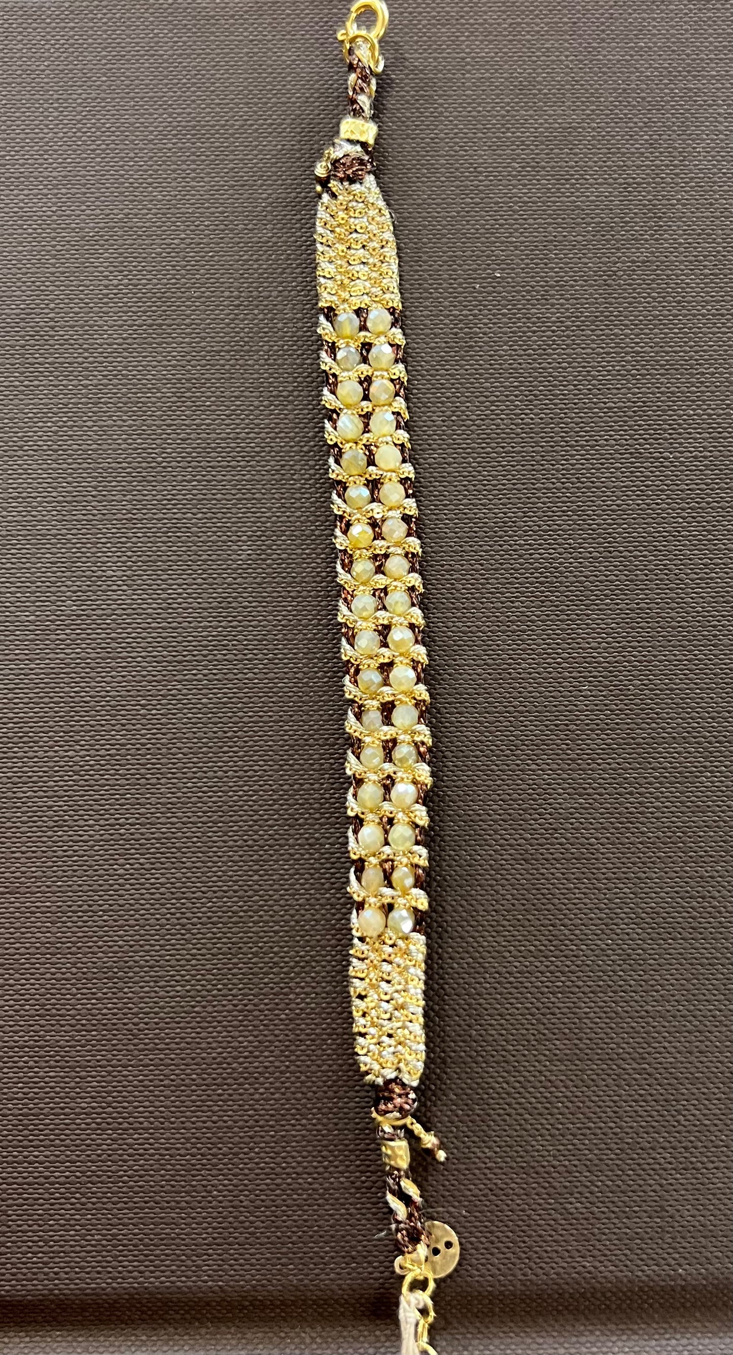 Gold Woven Brilliant Moonstone Bracelet