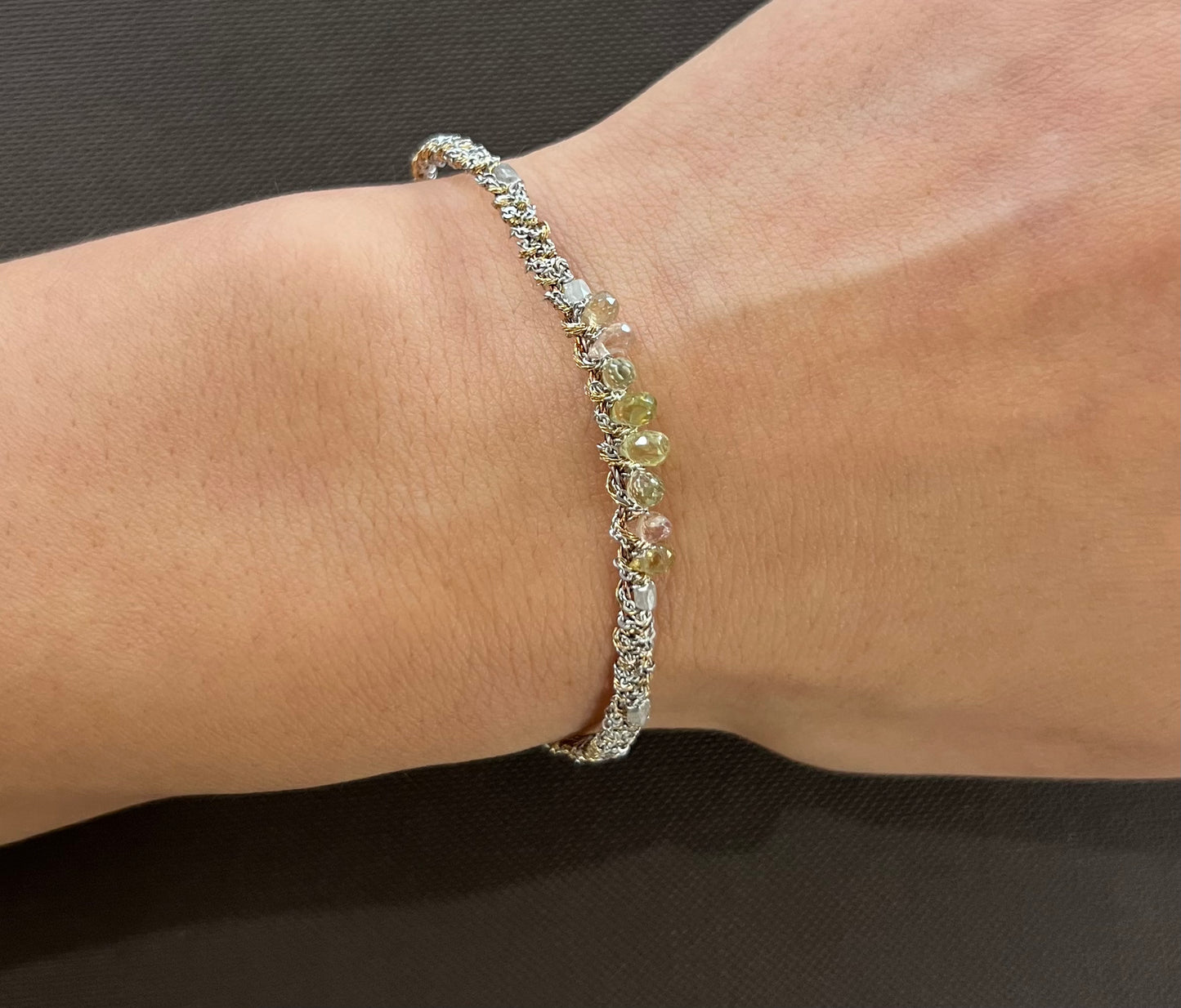 Dag Gold Woven Drop Gemstones Bracelet