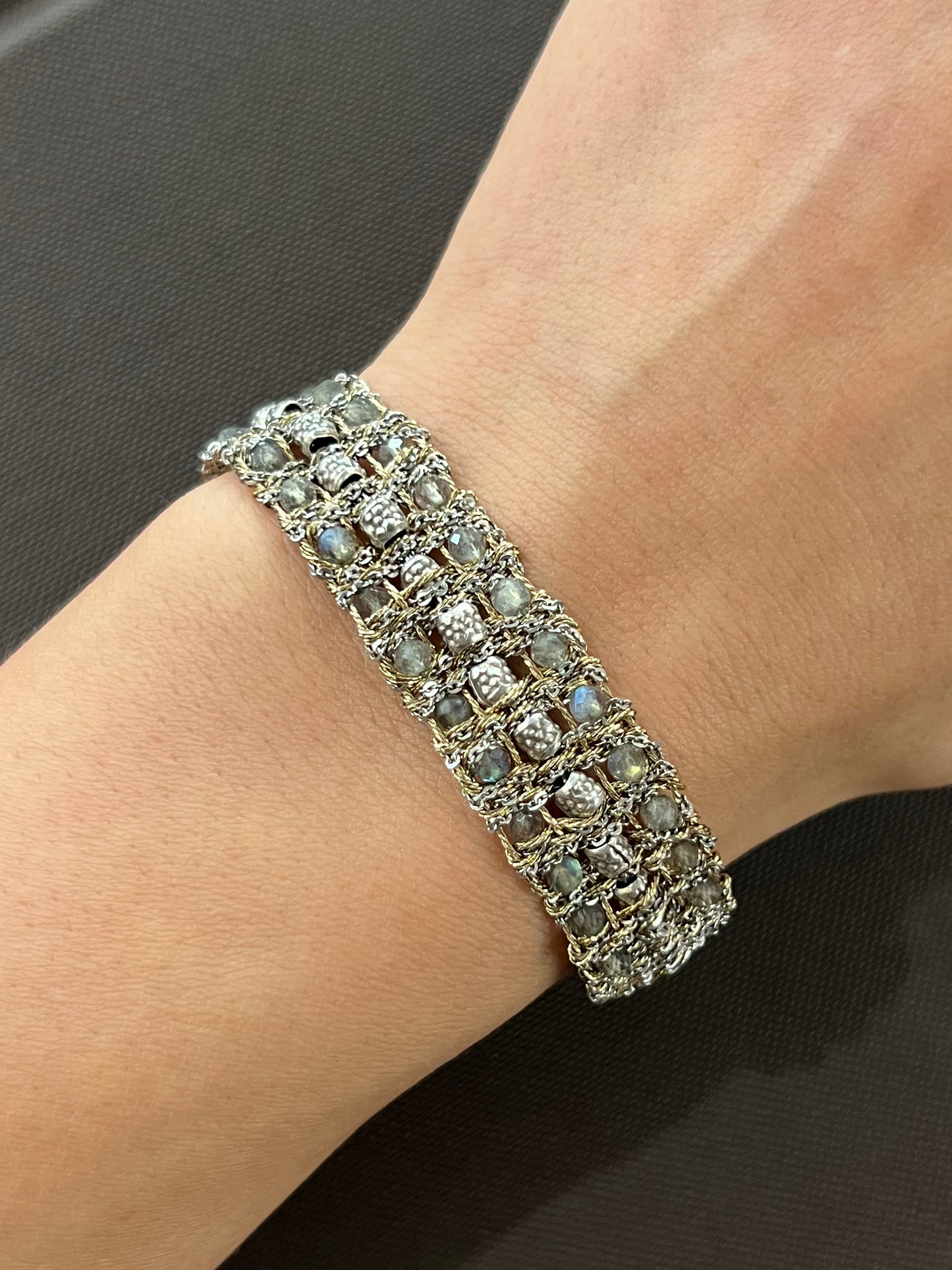 Dag Woven Silver Gemstone Bracelet