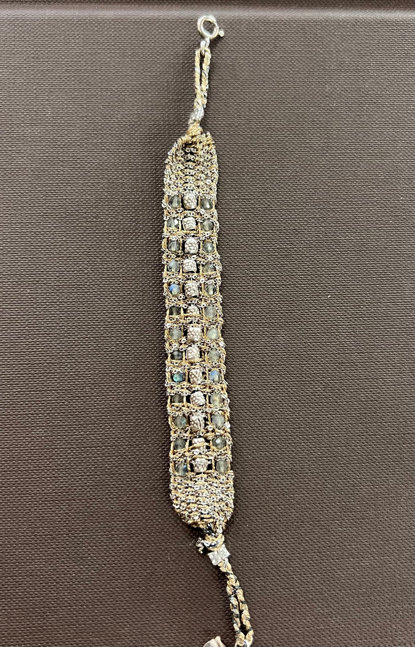 Dag Woven Silver Gemstone Bracelet
