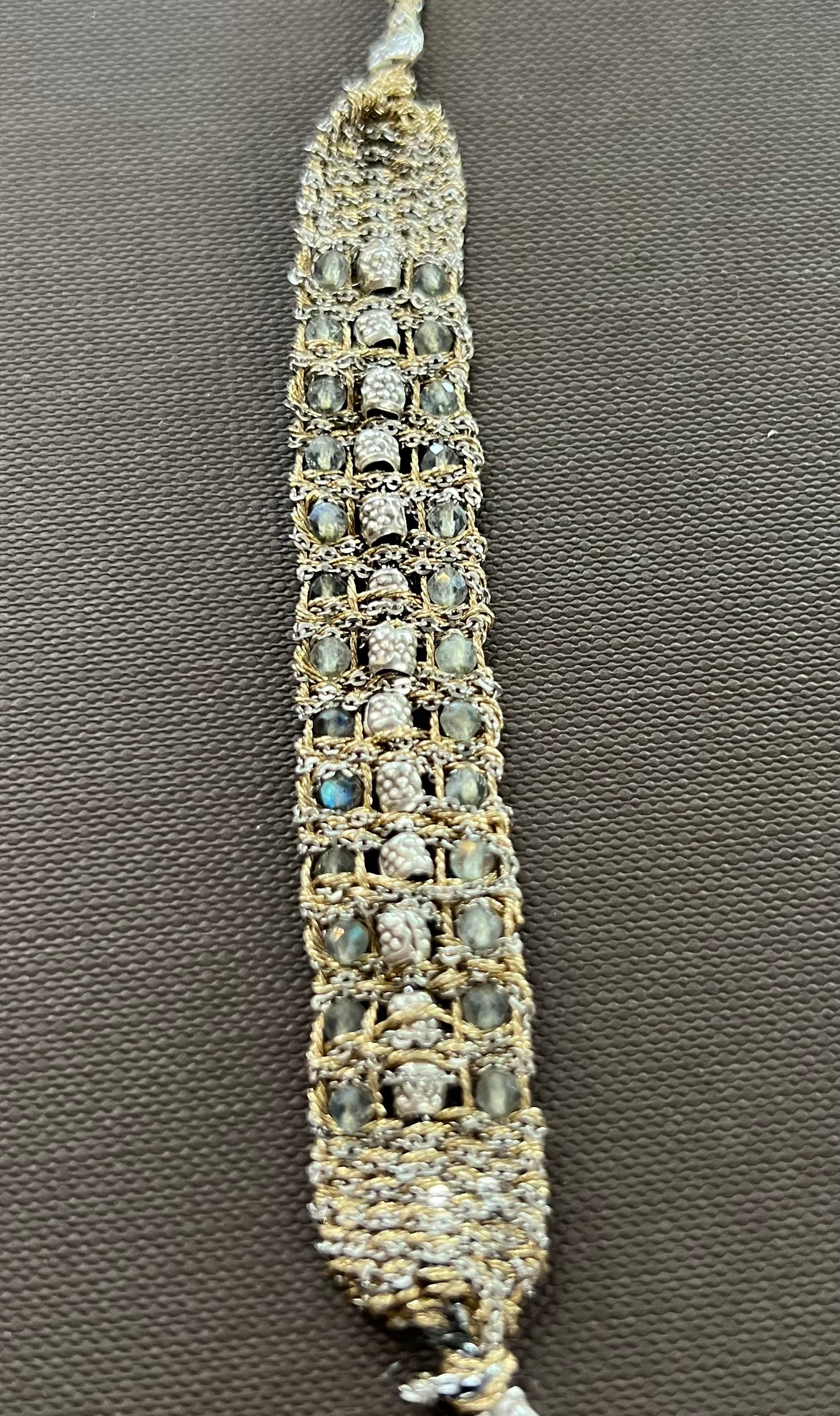 Dag Woven Silver Gemstone Bracelet