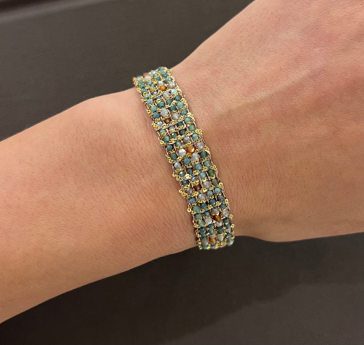 Dag Woven Gold Mix Gemstones Bracelet