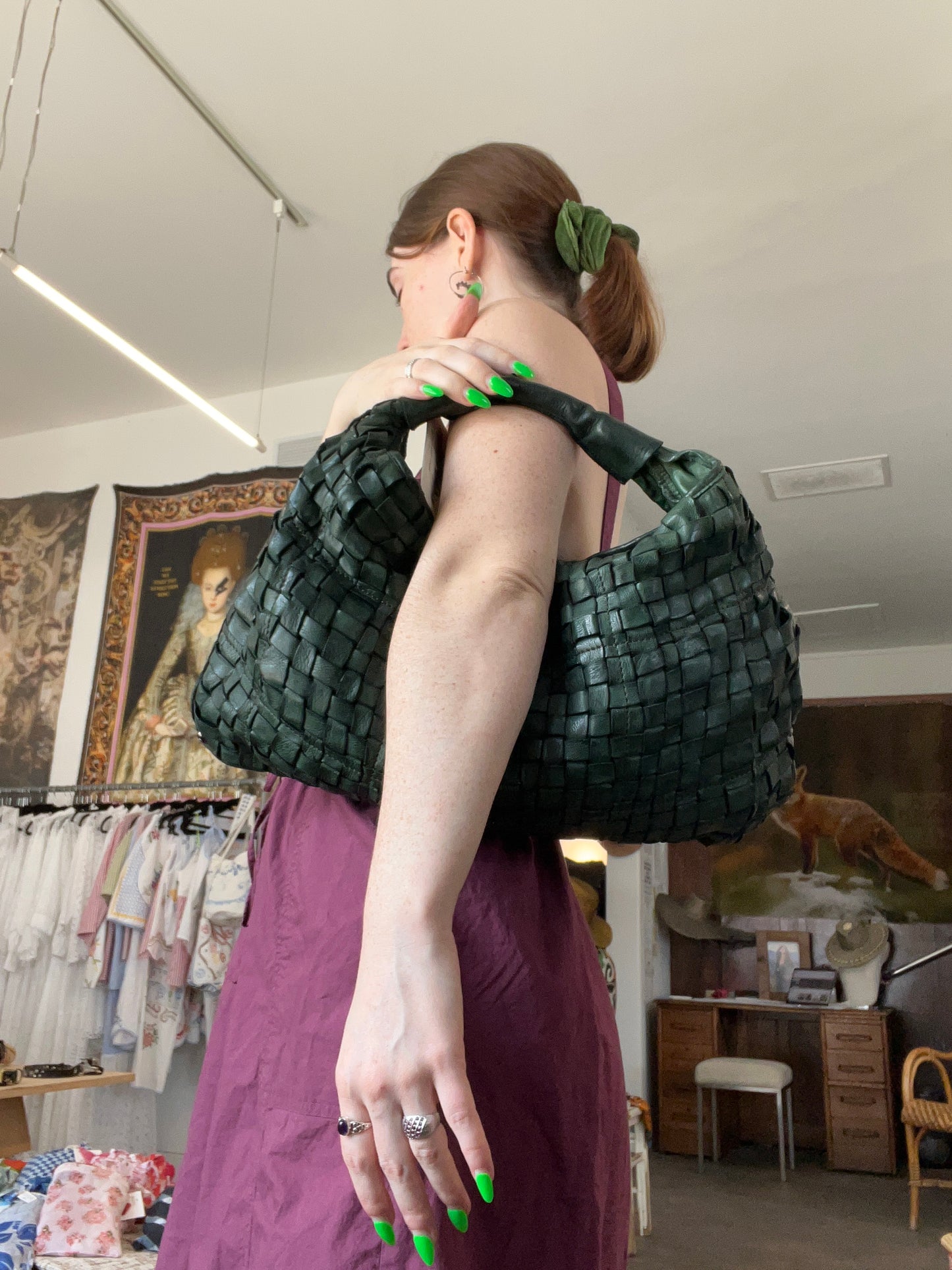 Campomaggi Woven Leather Bag in Bottiglia