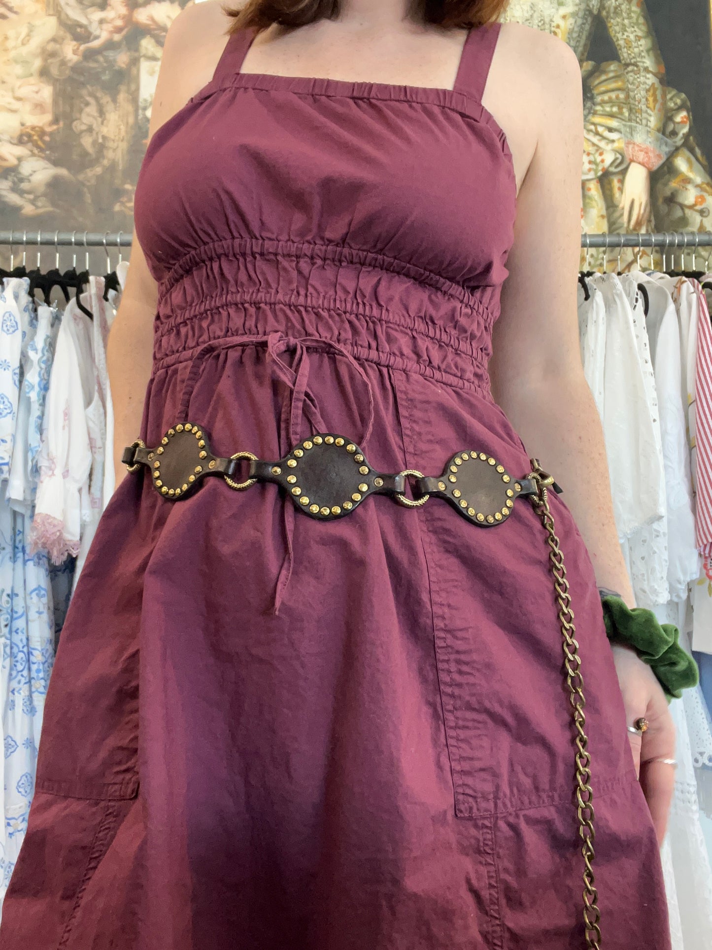 Campomaggi Brown and Gold Studded Belt