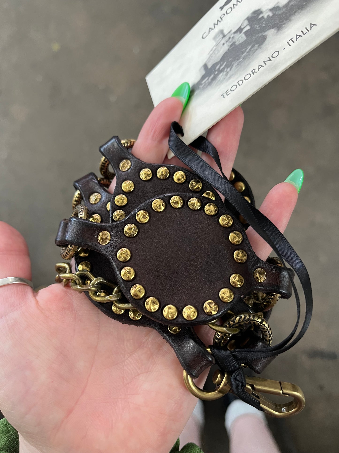 Campomaggi Brown and Gold Studded Belt
