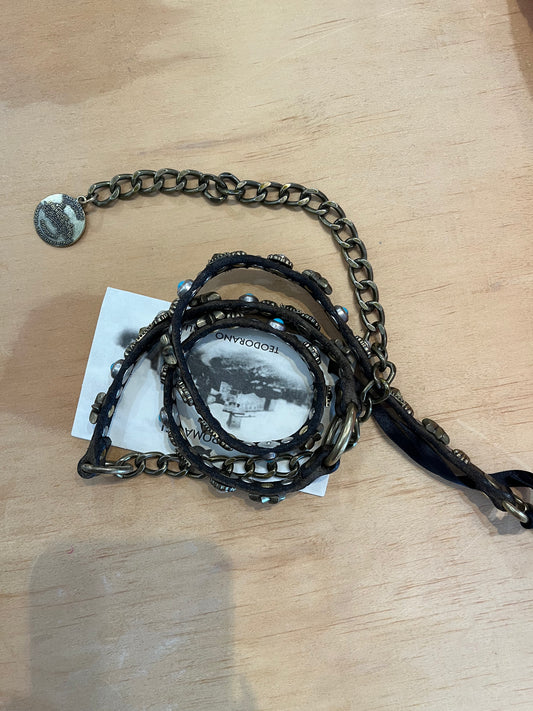 Campomaggi Studded Leather and Chain Belt