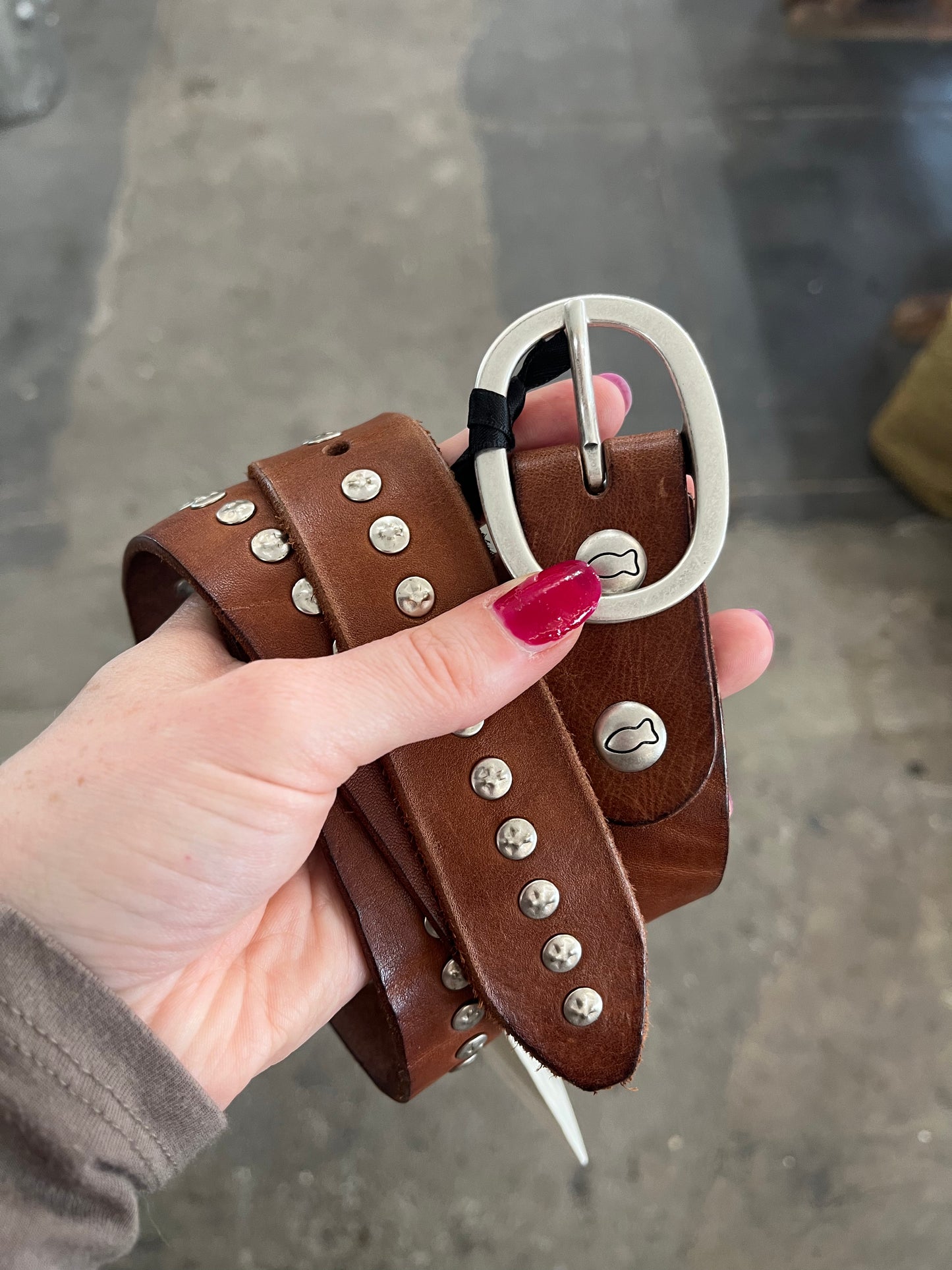 Campomaggi Brown Leather Studded Belt