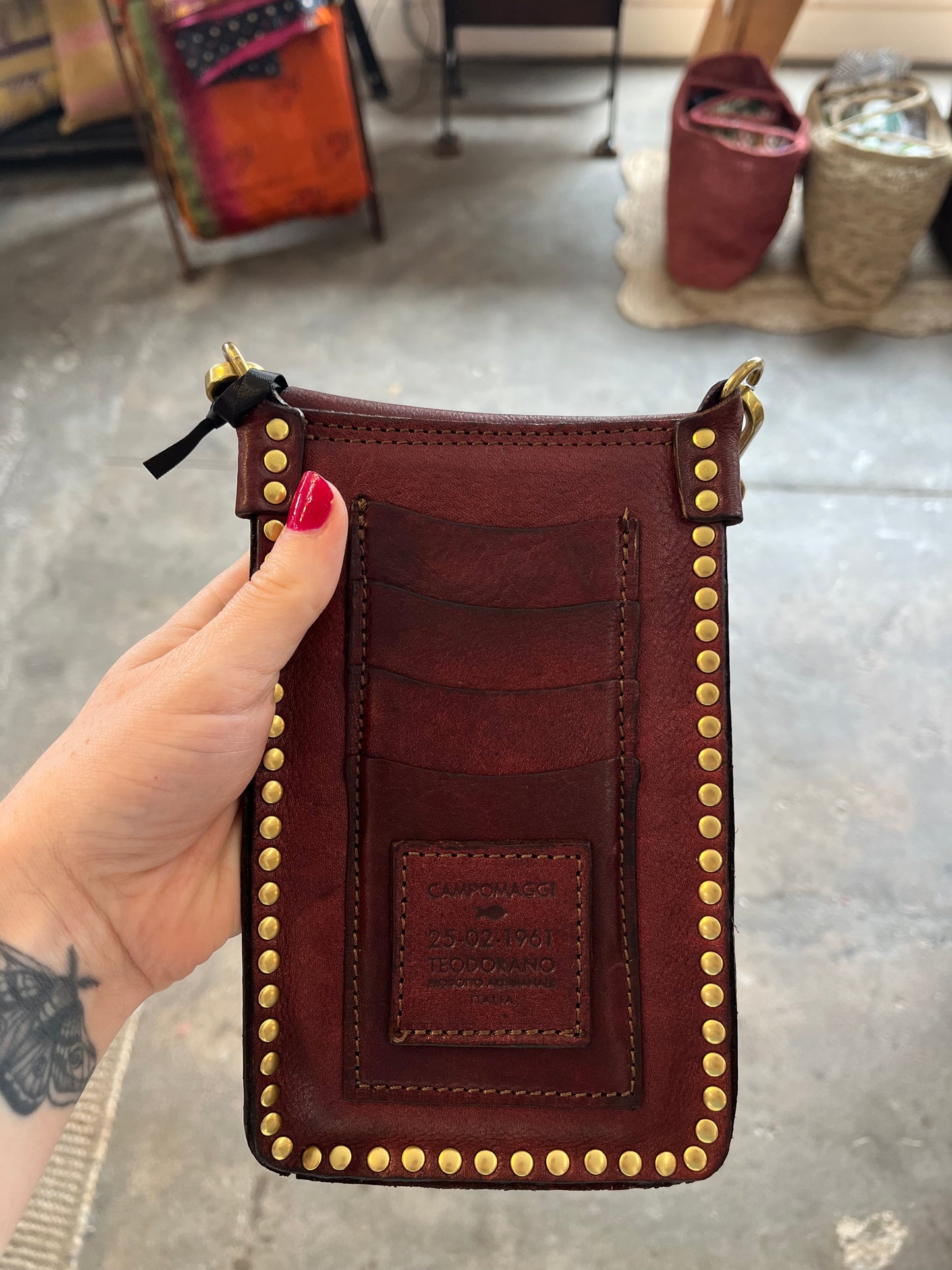 Campomaggi Embellished Leather Phone & Card Carrier