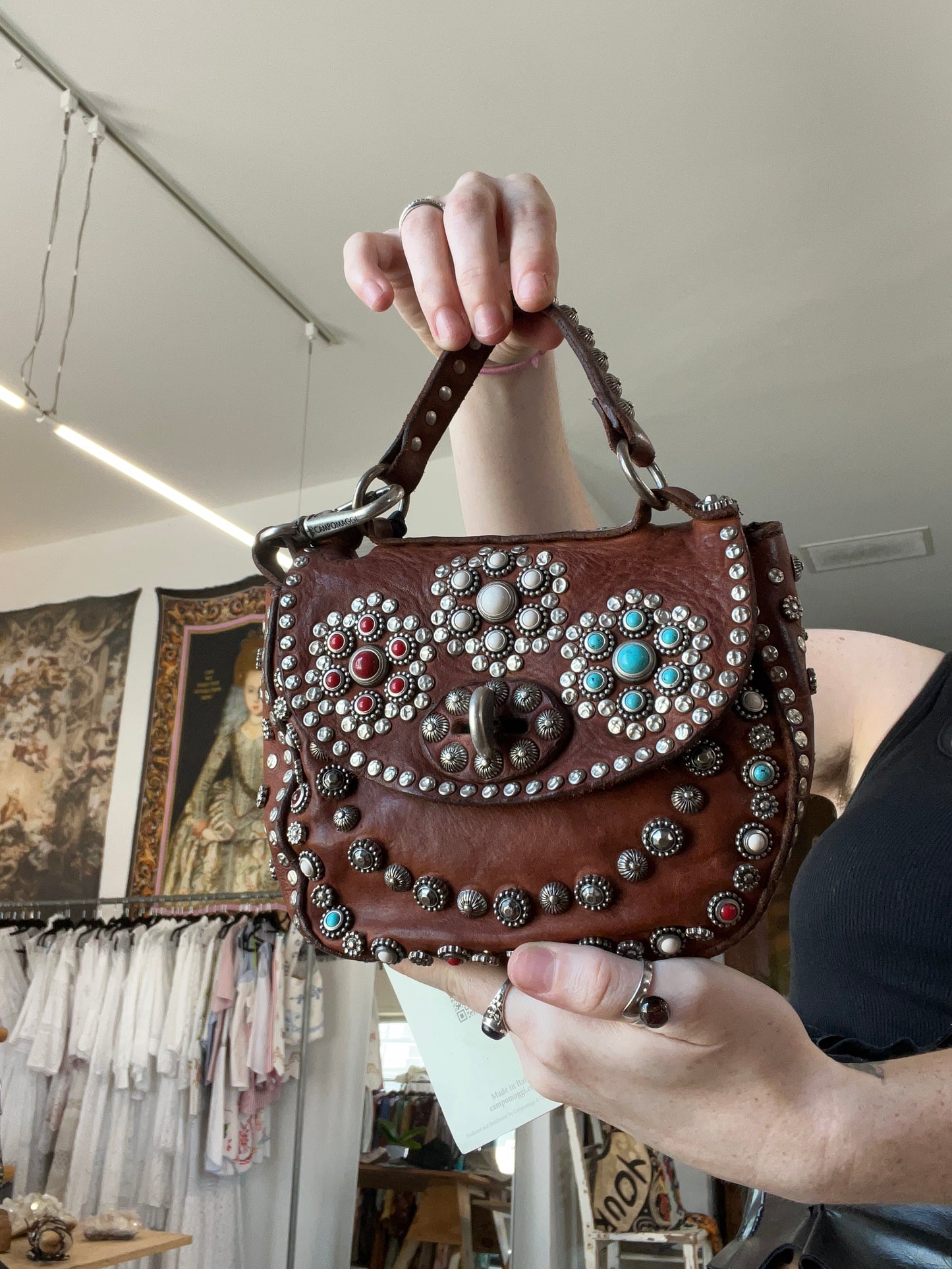 Campomaggi Studded Purse in Cognac