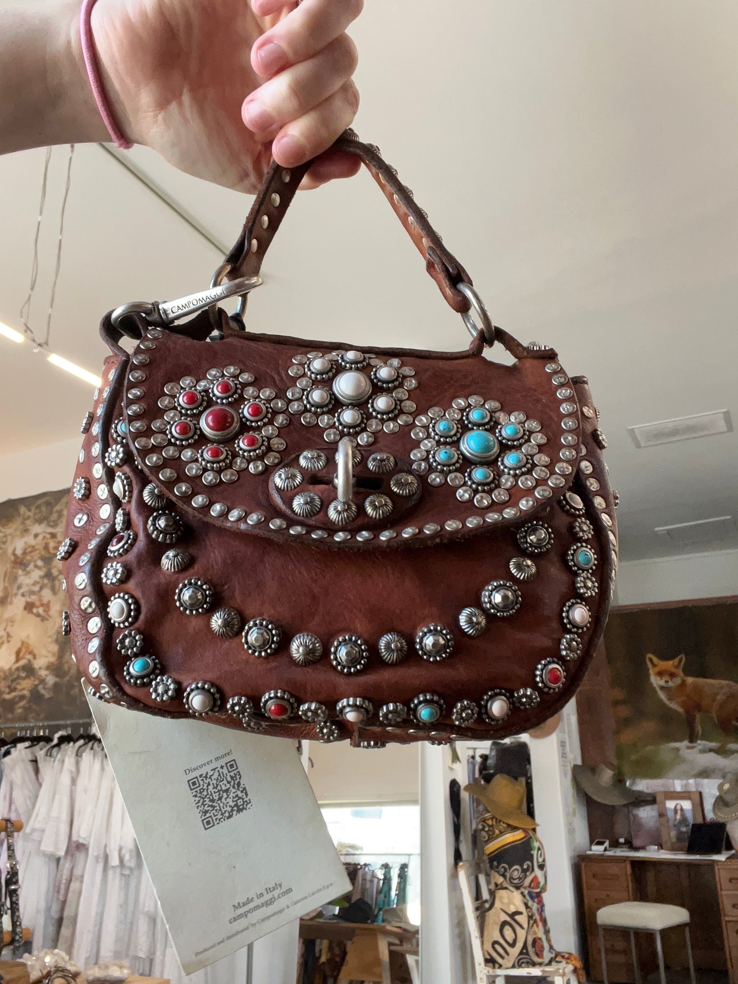 Campomaggi Studded Purse in Cognac