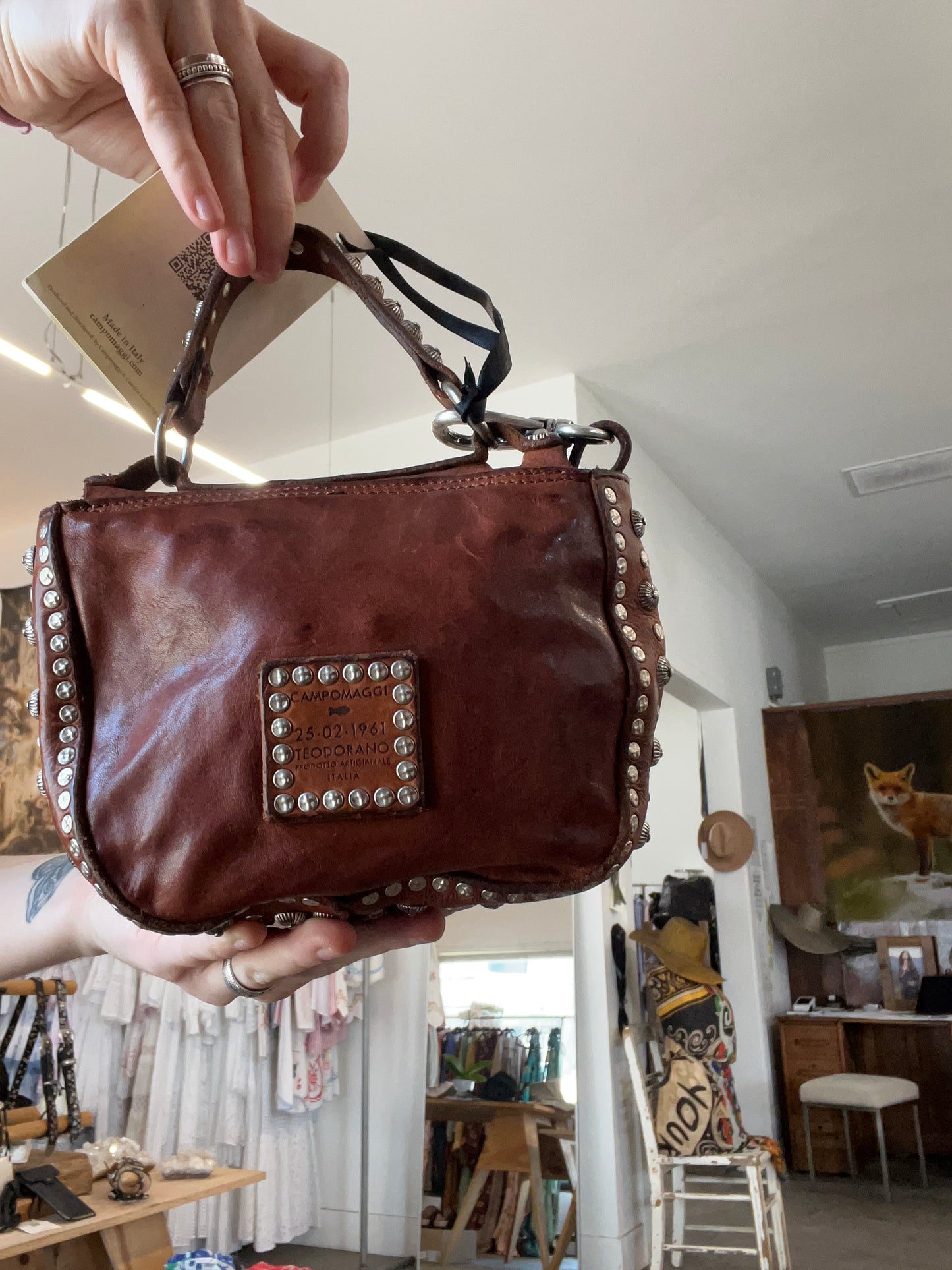 Campomaggi Studded Purse in Cognac