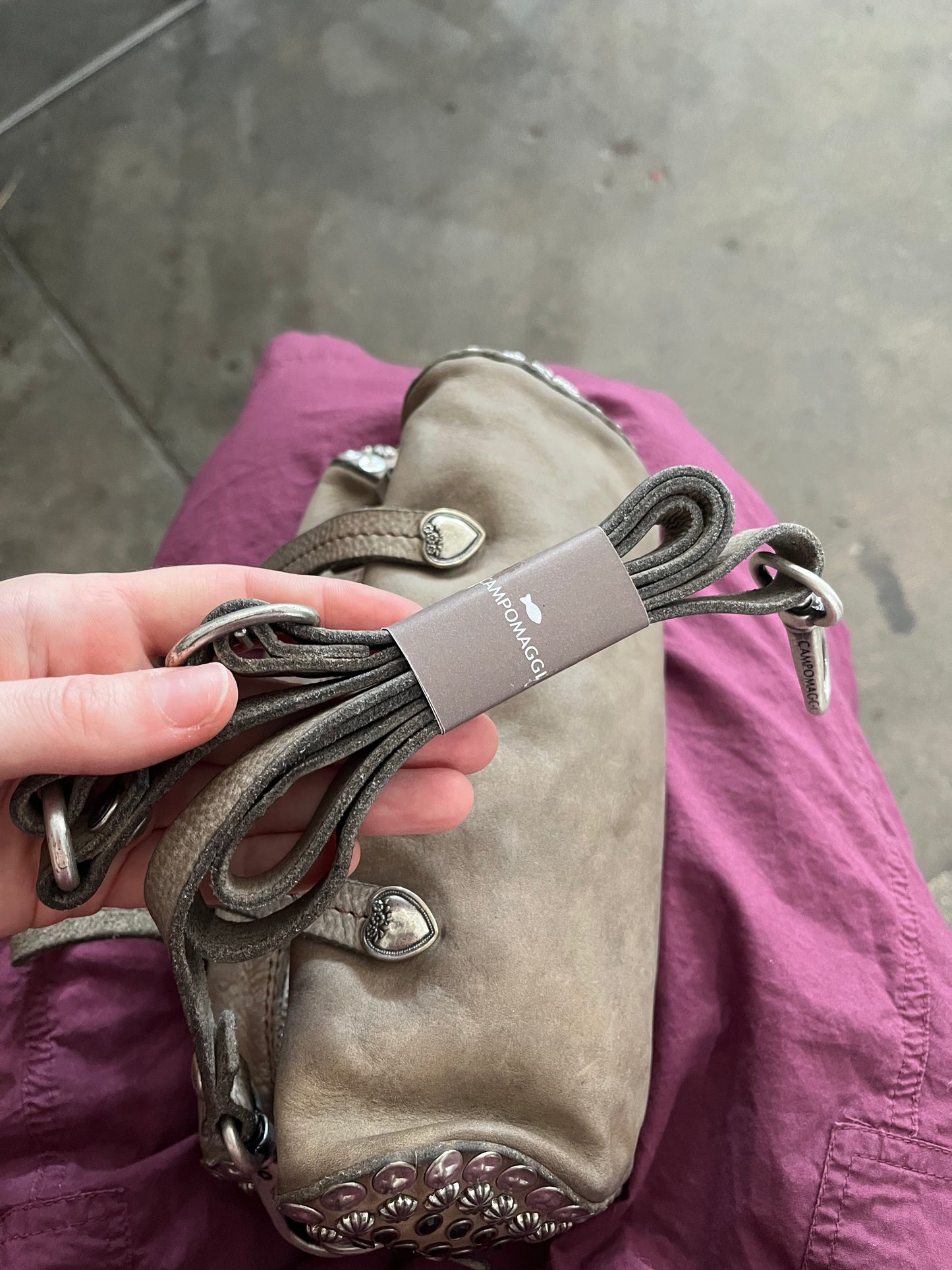Campomaggi Studded Dolly Purse - Cemento