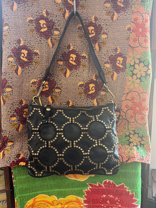 Campomaggi Gold Studded Shoulder Bag - Nero