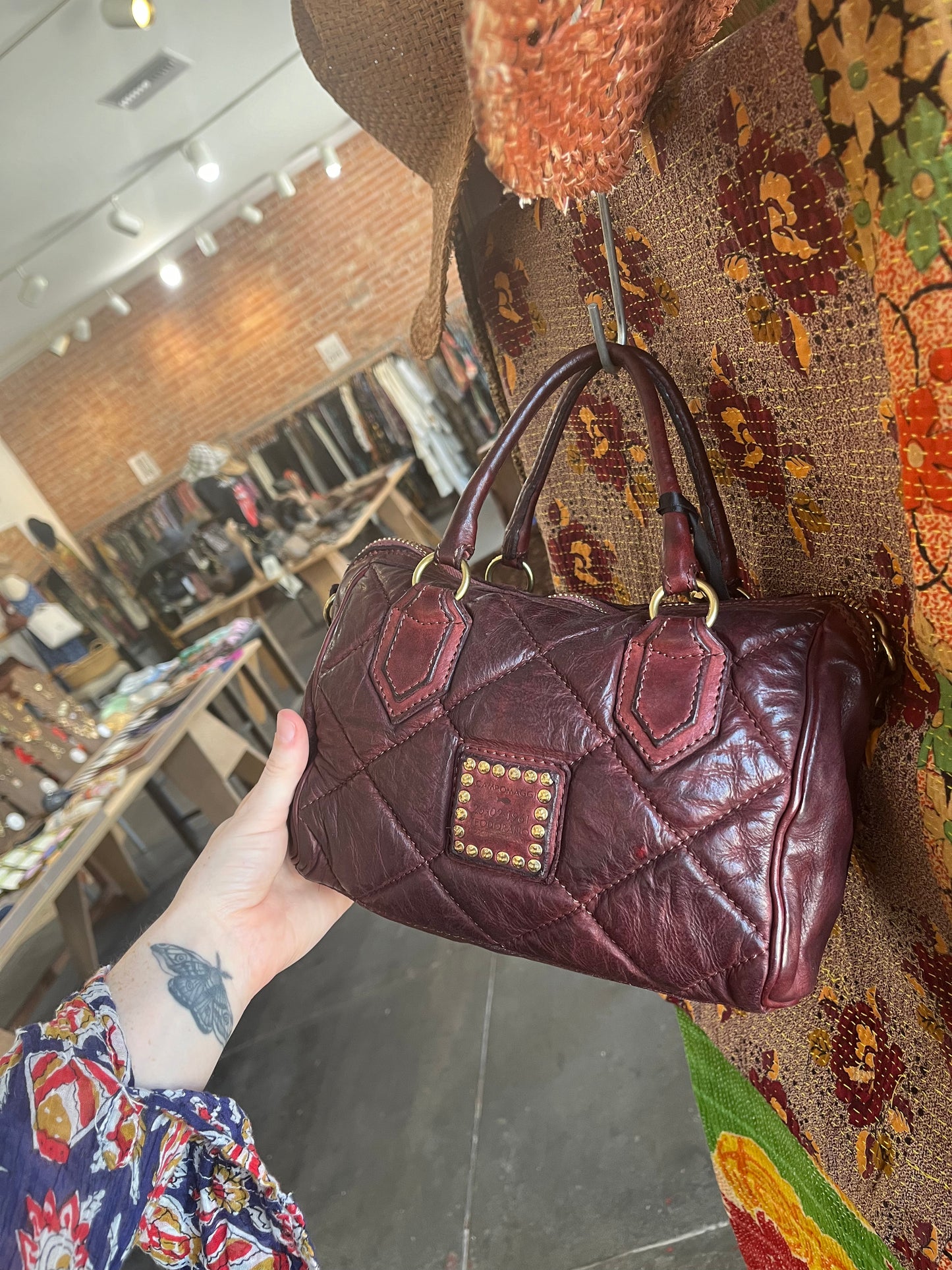 Campomaggi Quilted Leather Handbag - Vinaccia