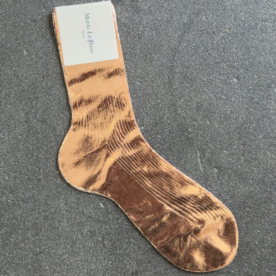 Maria La Rosa Laminated Silk Socks in Rosa