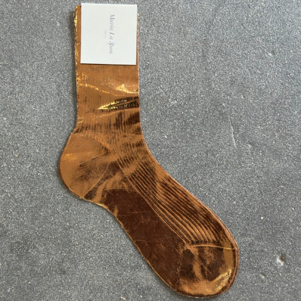 Maria La Rosa Laminated Silk Socks in Brown