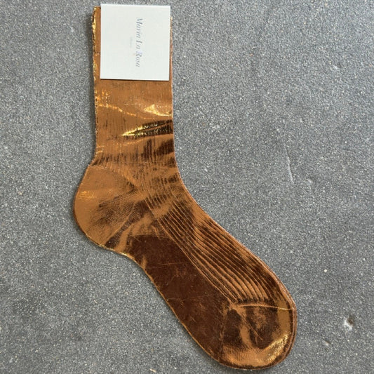 Maria La Rosa Laminated Silk Socks in Brown