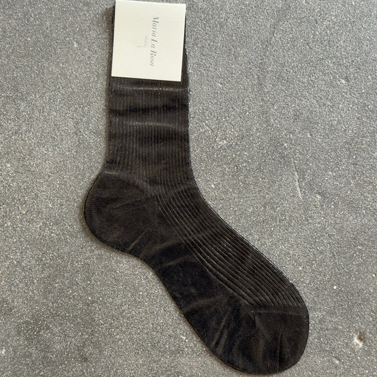 Maria La Rosa Laminated Silk Socks in Black