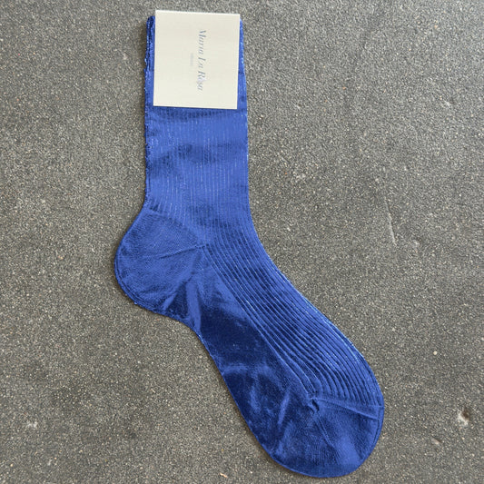 Maria La Rosa Laminated Silk Socks in Blue