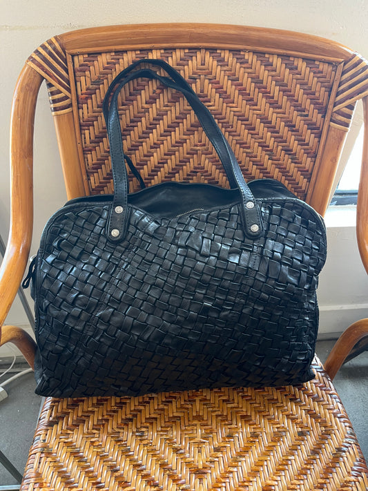Campomaggi Woven Leather Bag in Nero