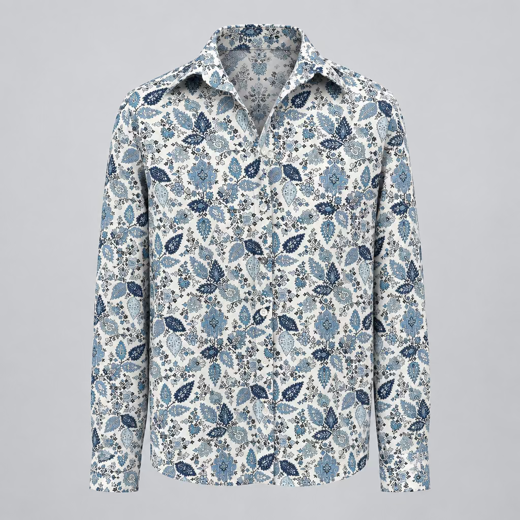 Miki Thumb Cotton Paisley Print Classic Shirt