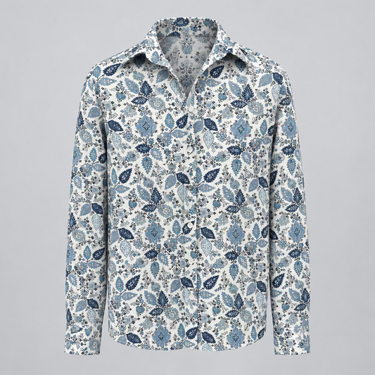 Miki Thumb Cotton Paisley Print Classic Shirt