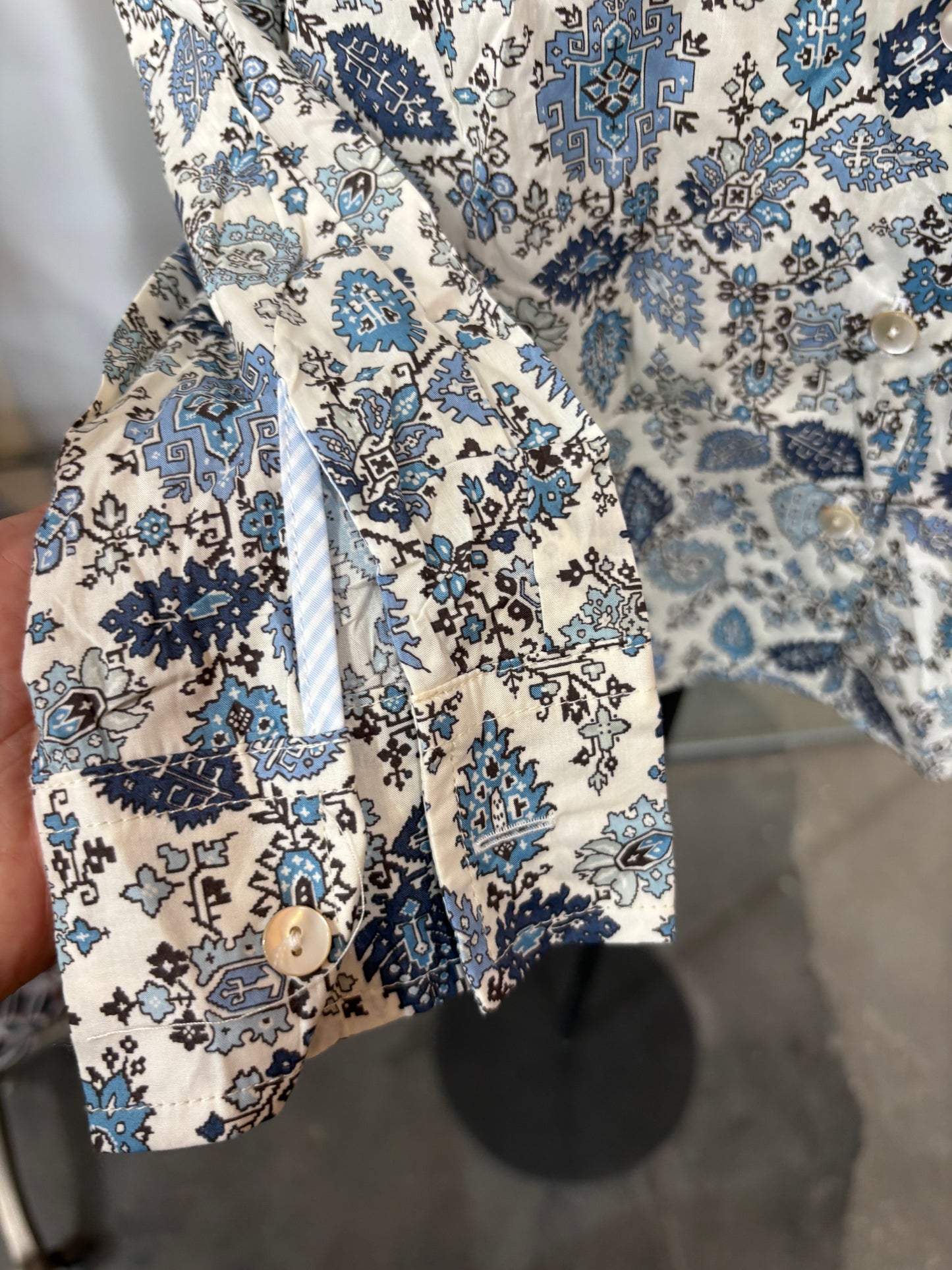 Miki Thumb Cotton Paisley Print Classic Shirt