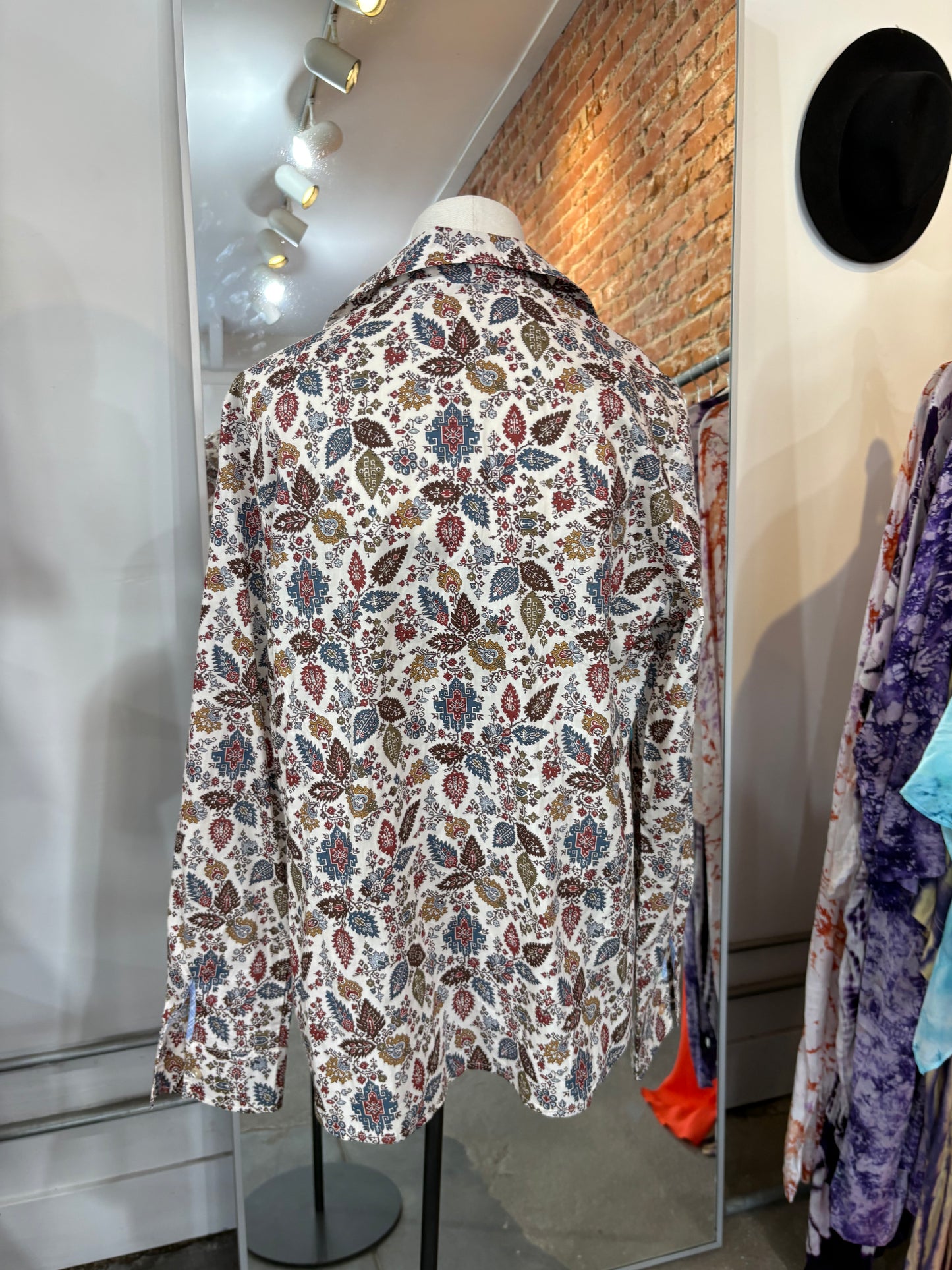 Miki Thumb Cotton Paisley Print Classic Shirt