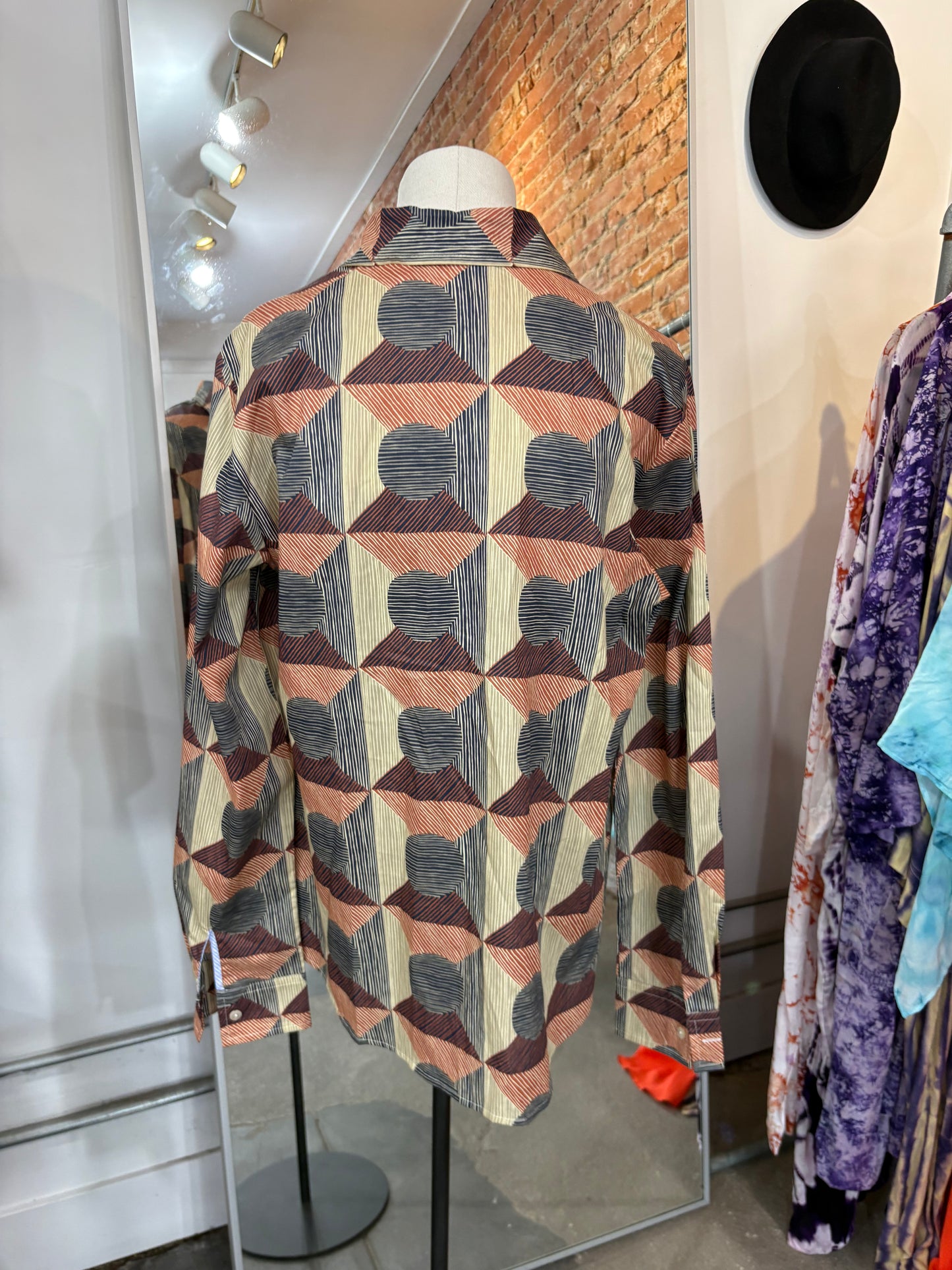 Miki Thumb Cotton Geo Print Classic Shirt