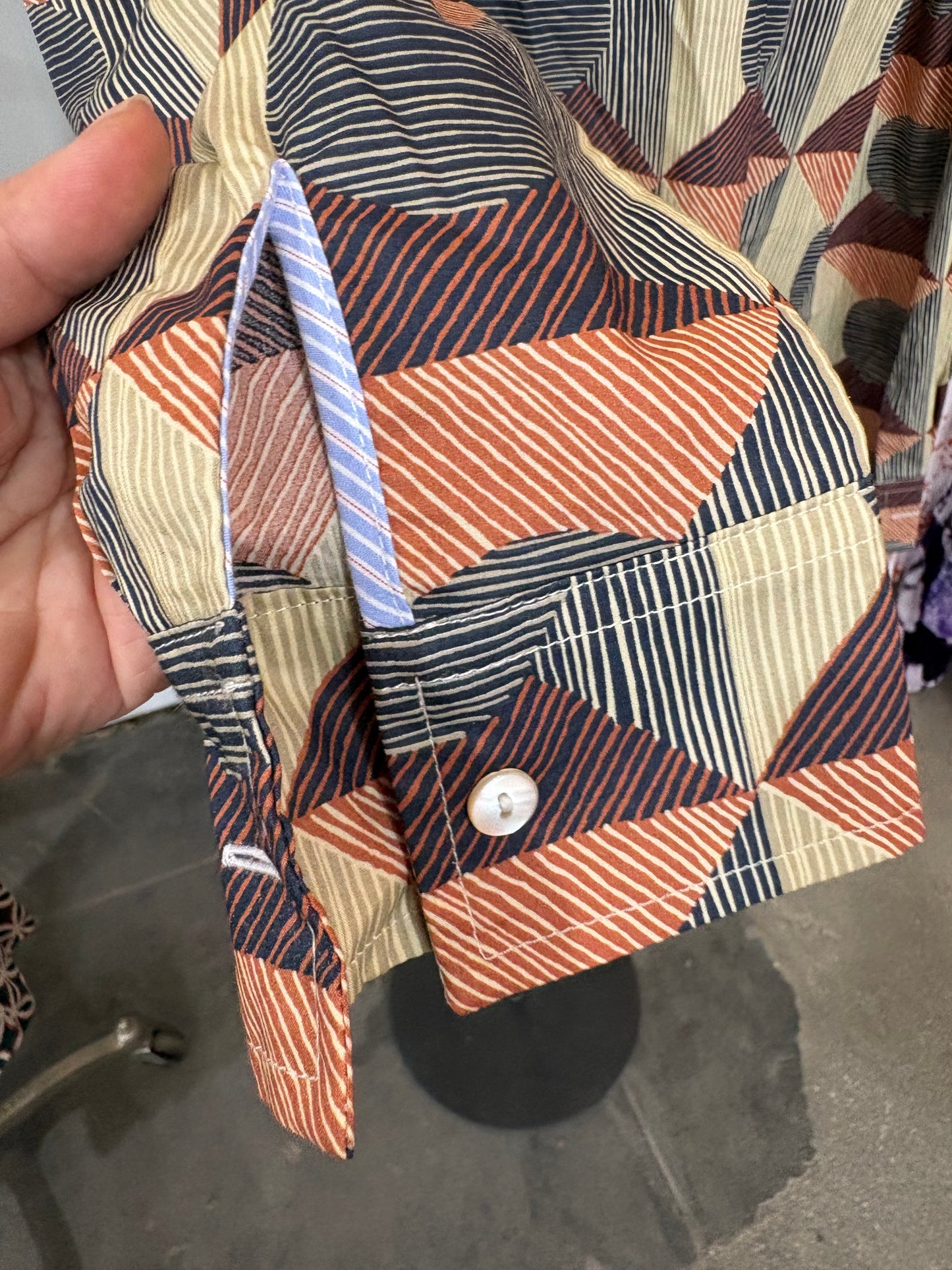 Miki Thumb Cotton Geo Print Classic Shirt