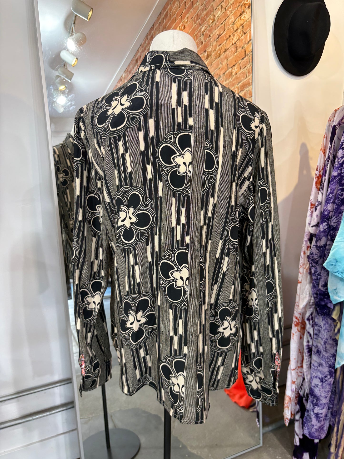 Miki Thumb Silk Floral Print Classic Shirt