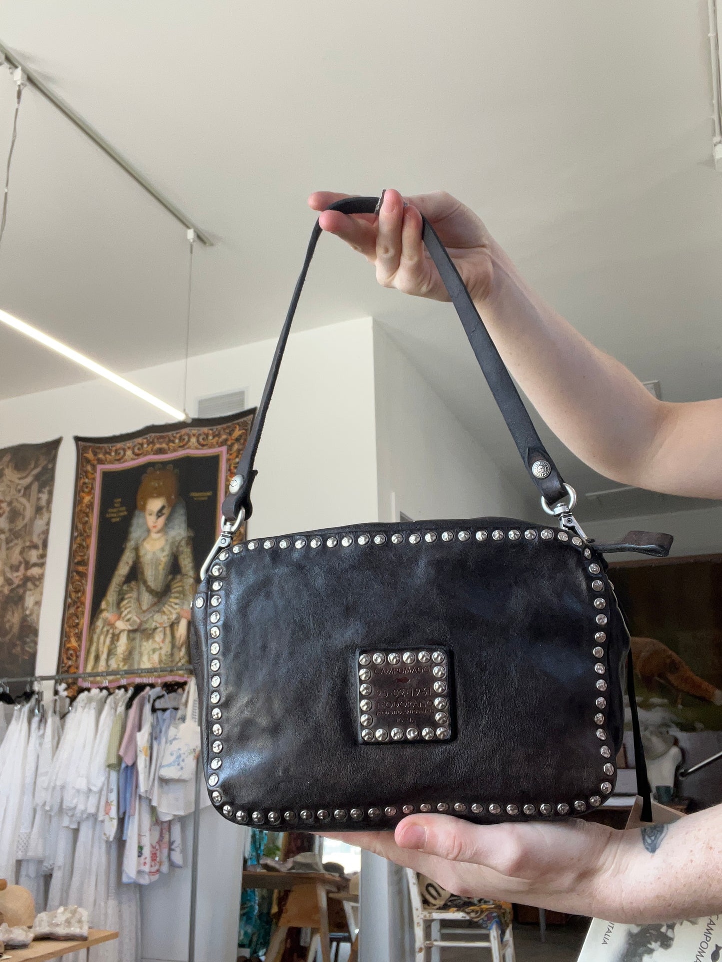 Campomaggi Studded Purse in Grigio