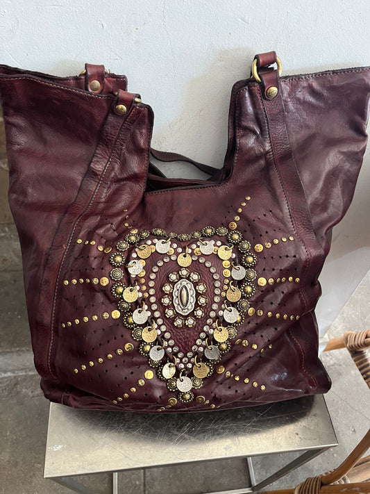 Campomaggi Embellished Tote in Vinaccia