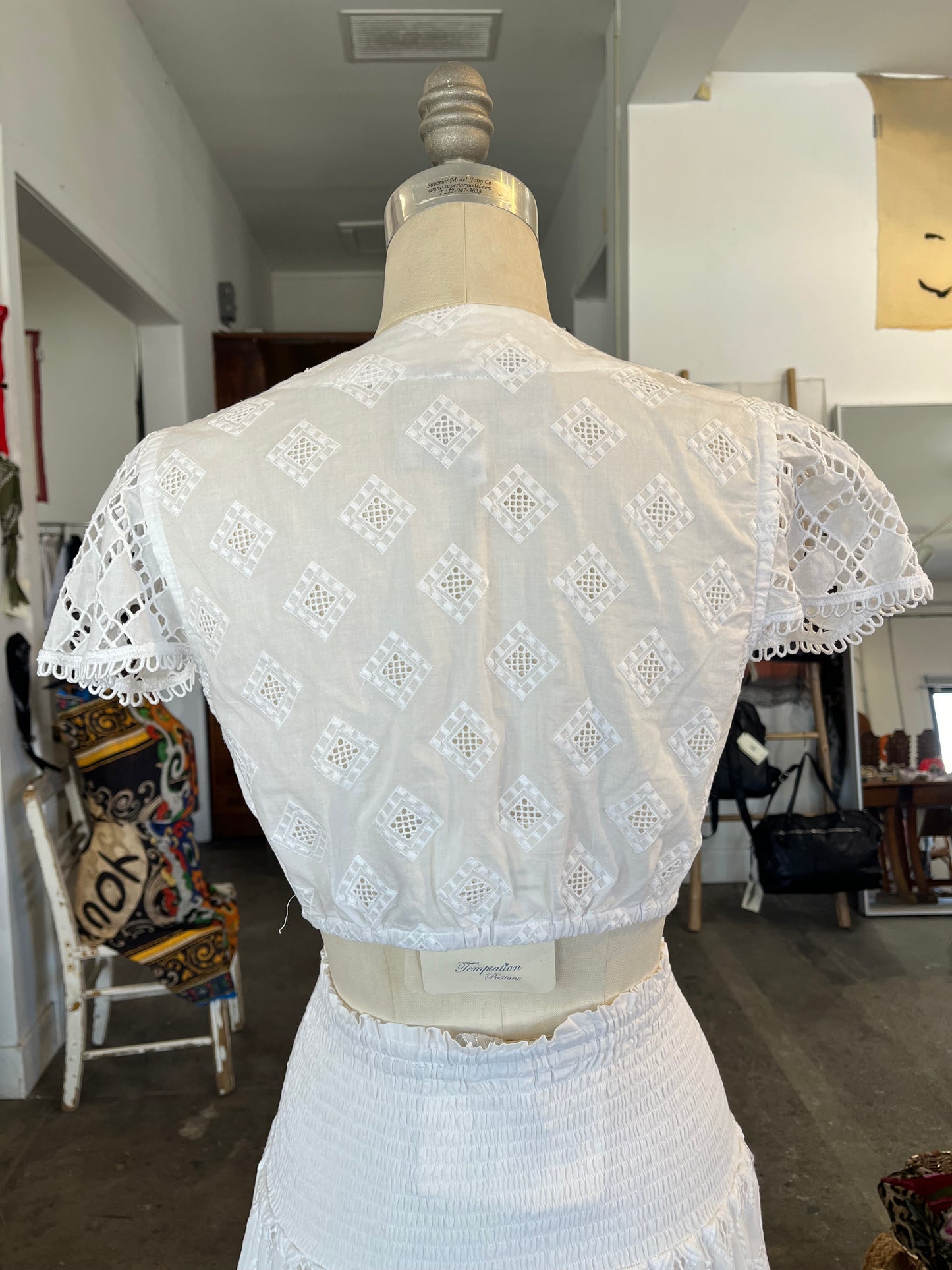 Temptation Positano Mirto Top in White with Tie-front Closure