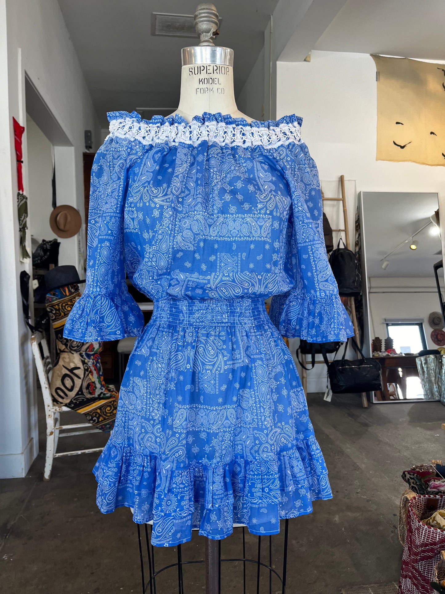 Temptation Positano Caramella Bandana Dress in Blue