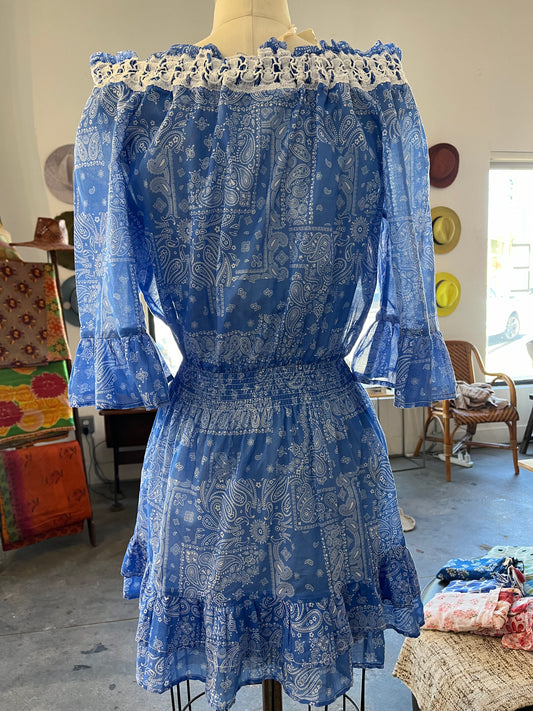 Temptation Positano Caramella Bandana Dress in Blue