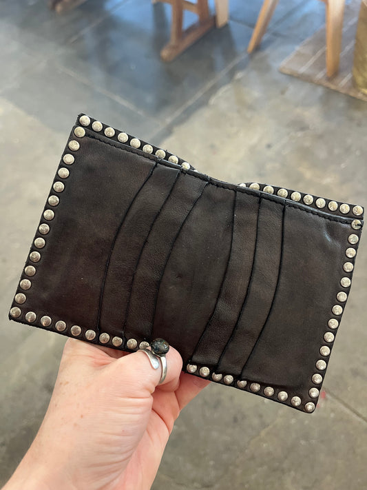 Campomaggi Studded Leather Wallet in Grigio