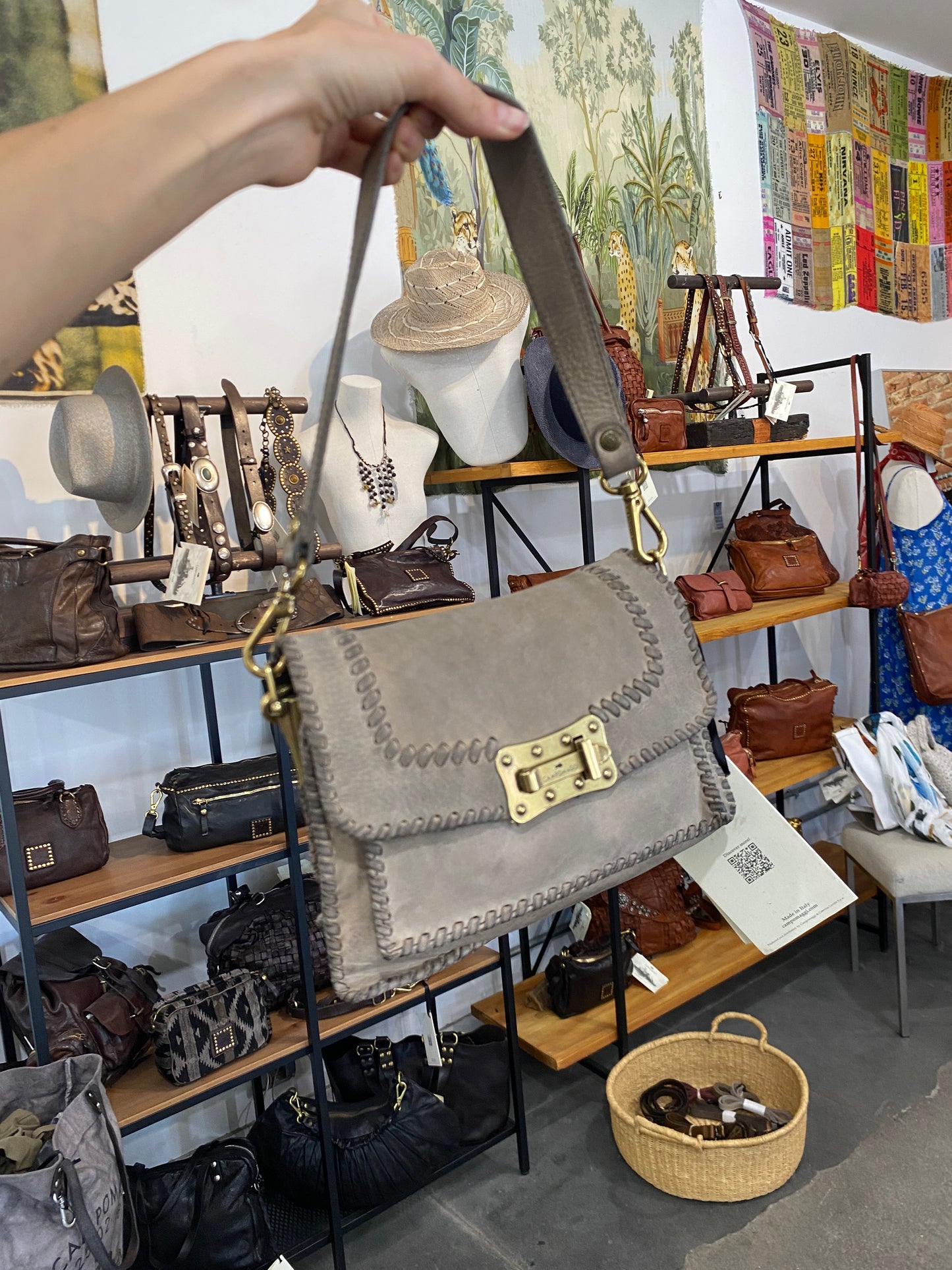 Campomaggi Agnese Stud Crossbody Bag - Cement Grey
