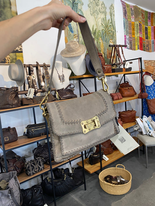 Campomaggi Agnese Stud Crossbody Bag - Cement Grey