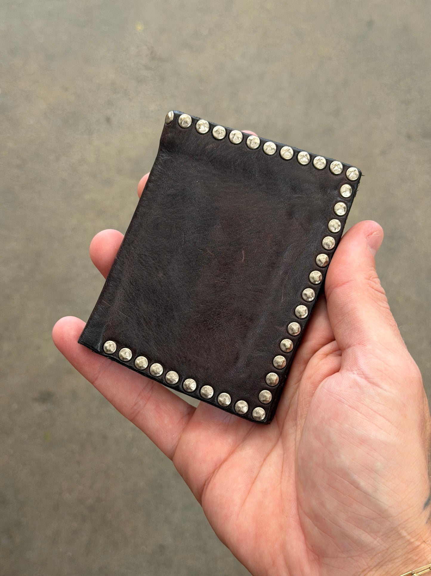 Campomaggi Leather Studded Bifold Wallet in Moro