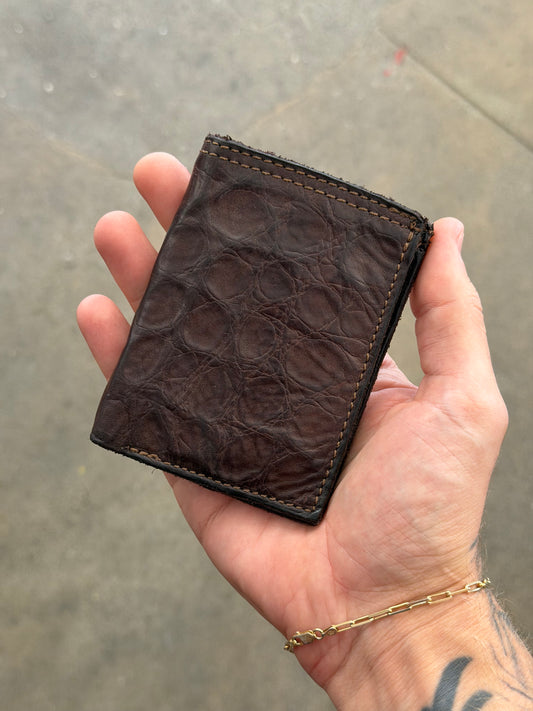 Campomaggi Leather Embossed Bifold Wallet in Moro