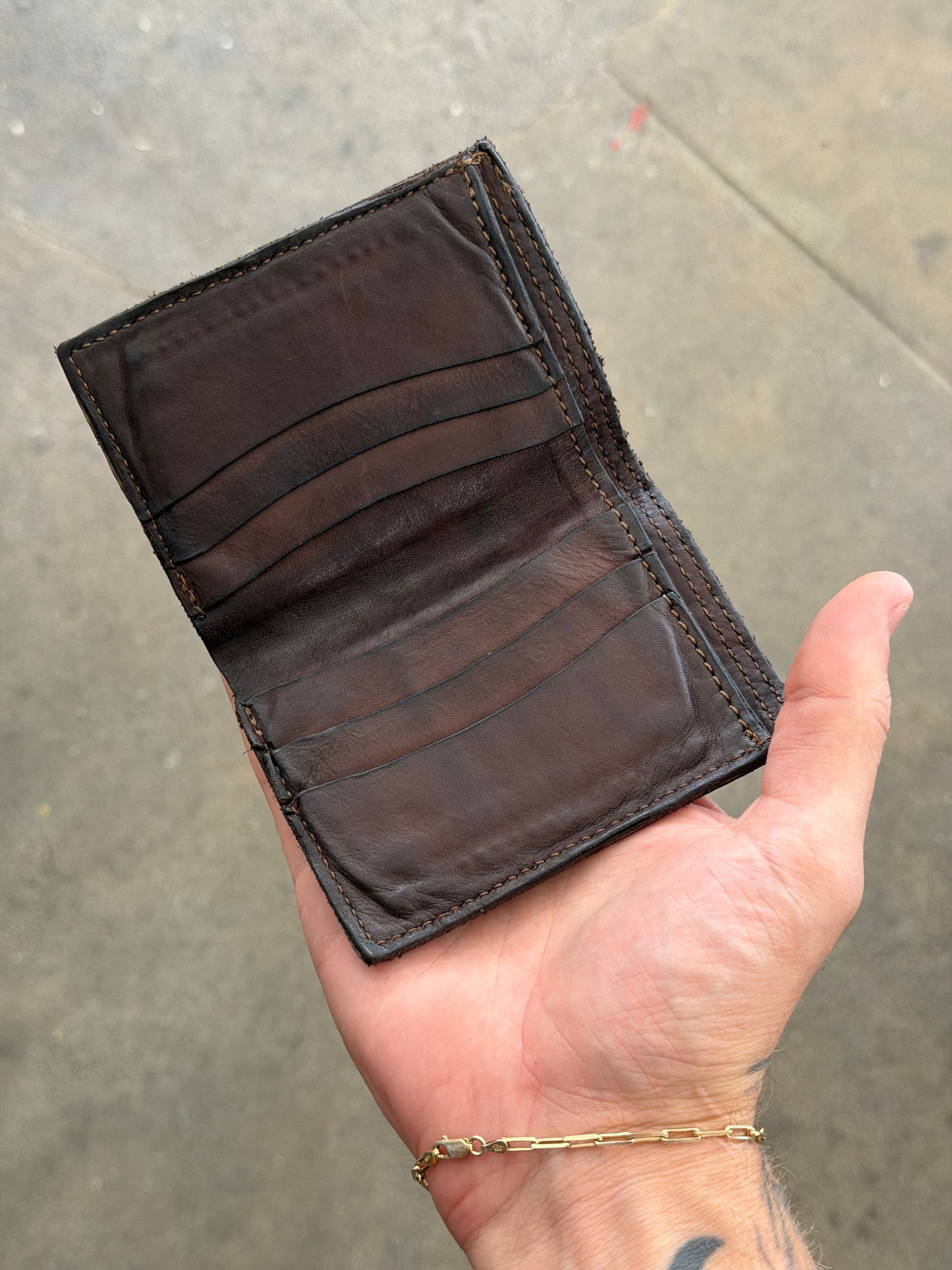 Campomaggi Leather Embossed Bifold Wallet in Moro