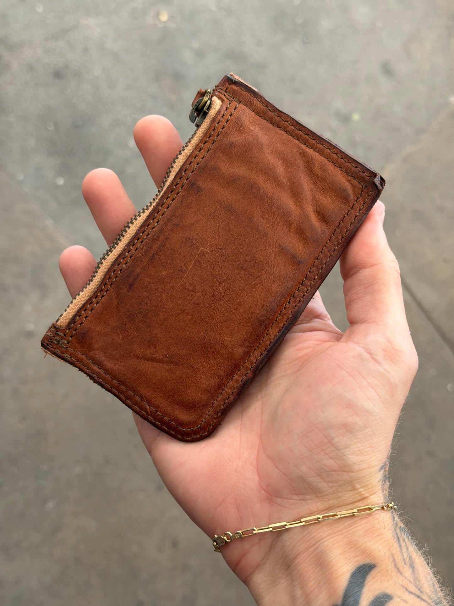 Campomaggi Leather Zip Wallet in Cognac